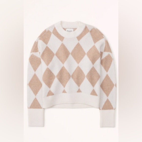 Abercrombie and Fitch Women's Medium Diamond Pattern Wedge Crew Knit Sweater - Picture 2 of 16
